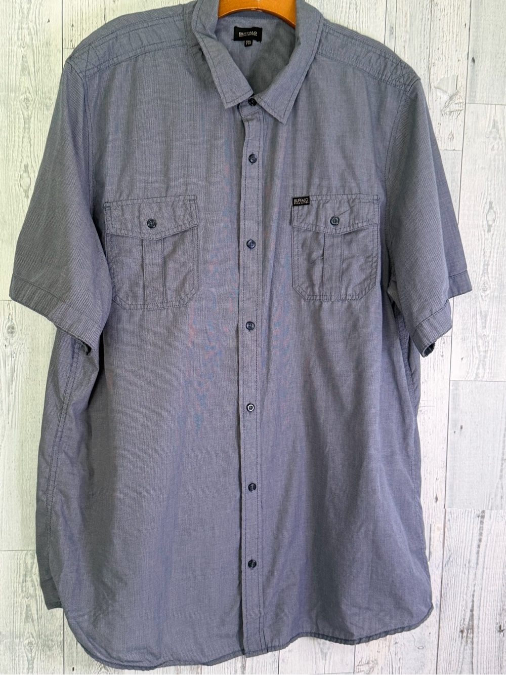 Buffalo David Bitton Men's Short Sleeve Button-Down Shirt in Light Gray-Blue